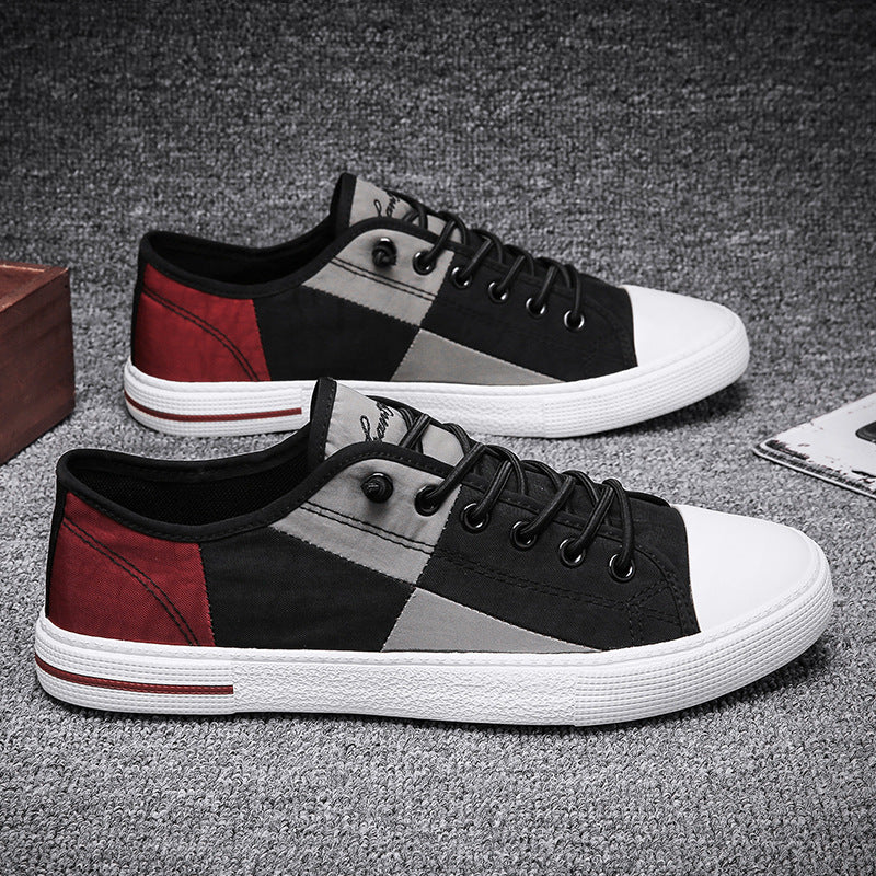 Herren Lässige Low‑Top Canvas‑Sneaker mit geometrischem Colorblock‑Design und verstärkter Zehenkappe Drune