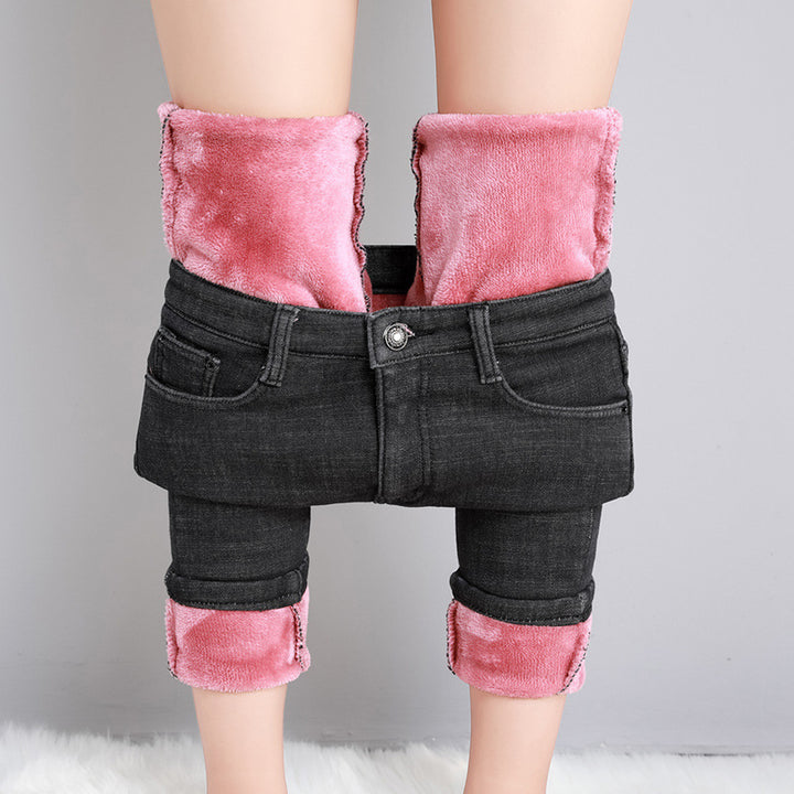 Damen nan hoch geschnittene Röhrenjeans mit formendem Stretchbund und schmalem Knöchelabschluss Drune