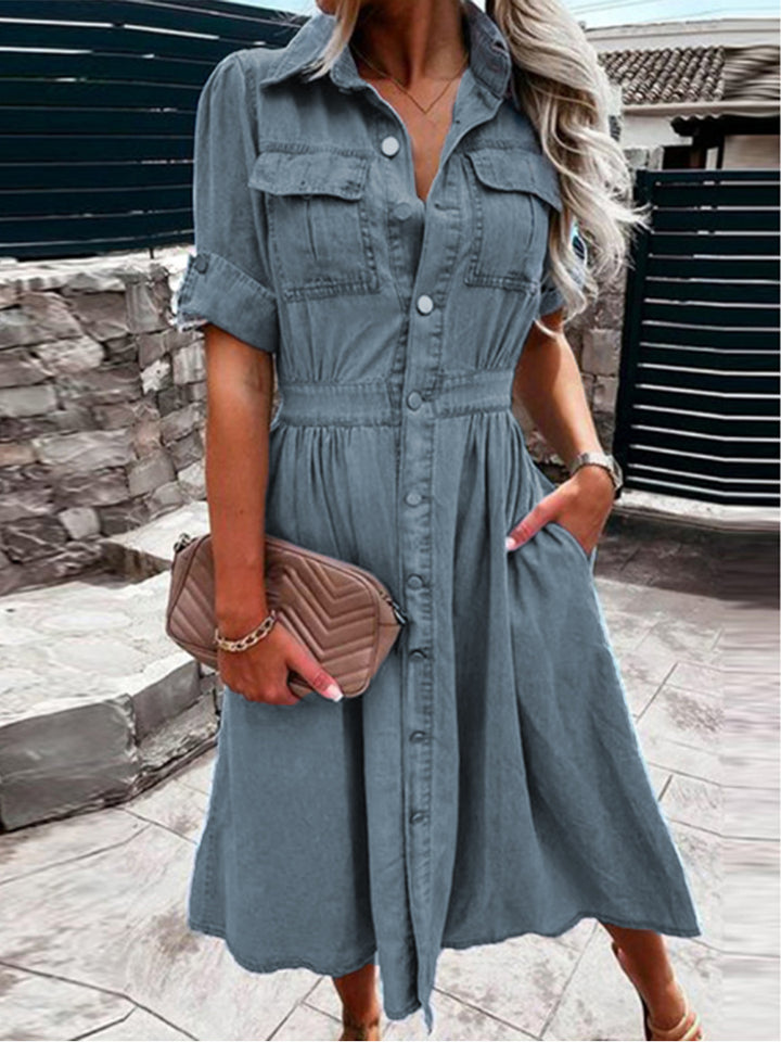 Damen Jeanshemdkleid mit praktischen Taschen und eleganter Taillierung Drune