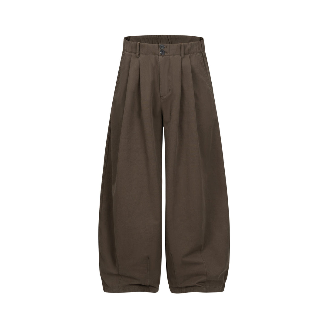 Damen Weite Culotte-Hose mit hoher Taille, Bundfalten und elastischem Knöchelabschluss Drune