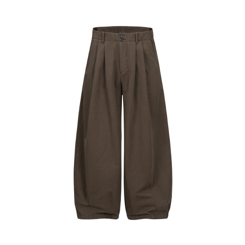 Damen Weite Culotte-Hose mit hoher Taille, Bundfalten und elastischem Knöchelabschluss Drune
