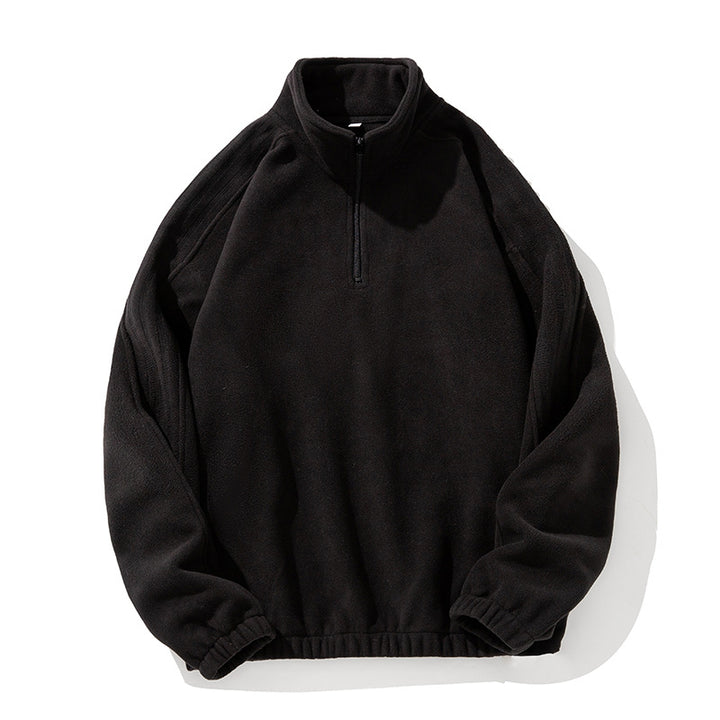 Unisex Fleecepullover mit Halbreißverschluss, Stehkragen und elastischem Saum Drune