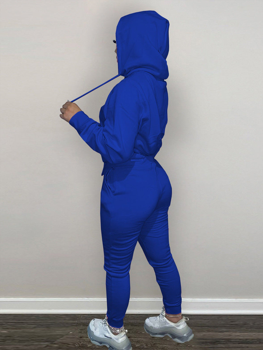 Damen Freizeit Hoodie und Jogginghose Set mit fröhlichem Blumenmotiv Drune
