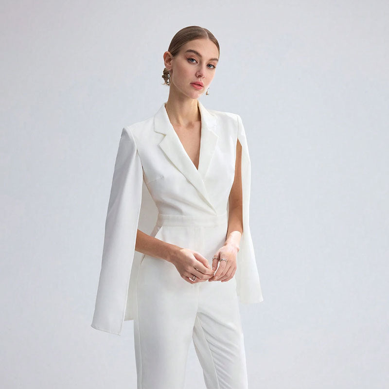 Damen Eleganter Jumpsuit mit Cape-Detail Drune