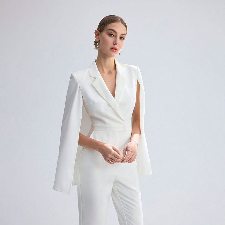 Damen Eleganter Jumpsuit mit Cape-Detail Drune