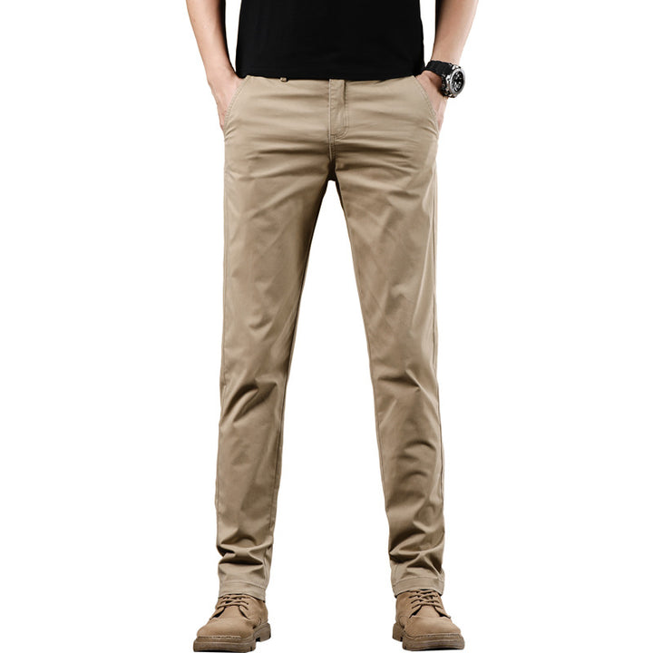 Herren Slim-Fit Baumwoll-Chinohose mit elastischem Bund und geradem Bein Drune