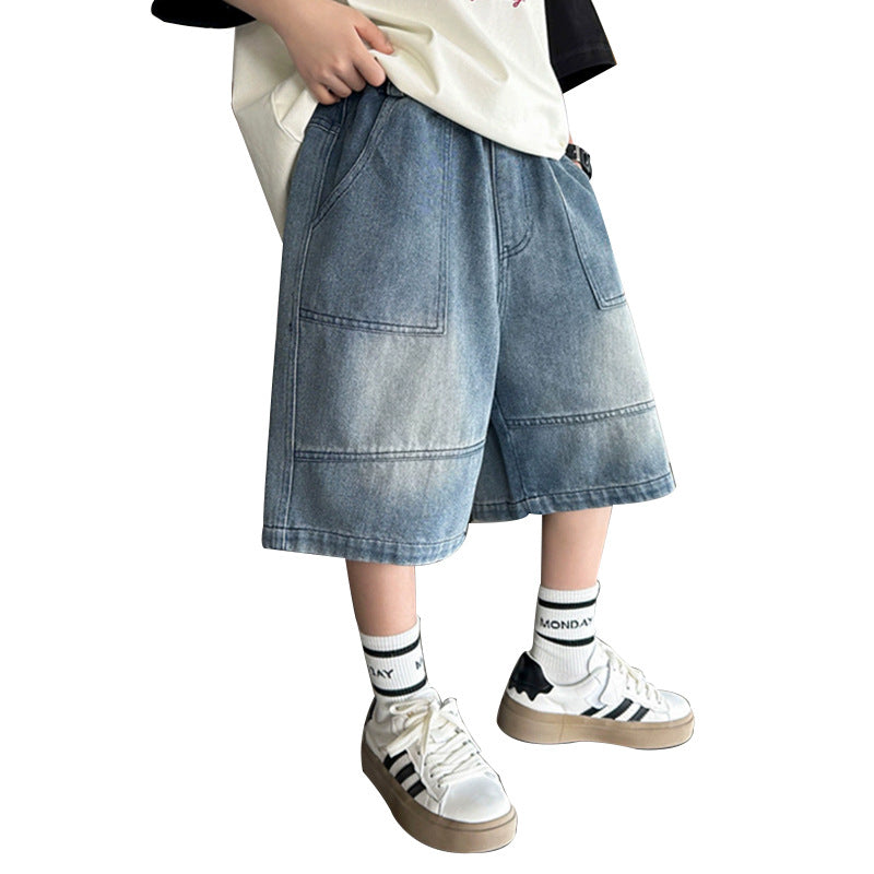 Jungen lässige Denim-Shorts mit großen Taschen Drune