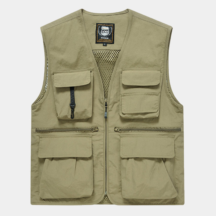 Herren Multifunktionsweste im Expeditionsstil mit Mesh-Innenfutter und Schnellzugriffstaschen Drune