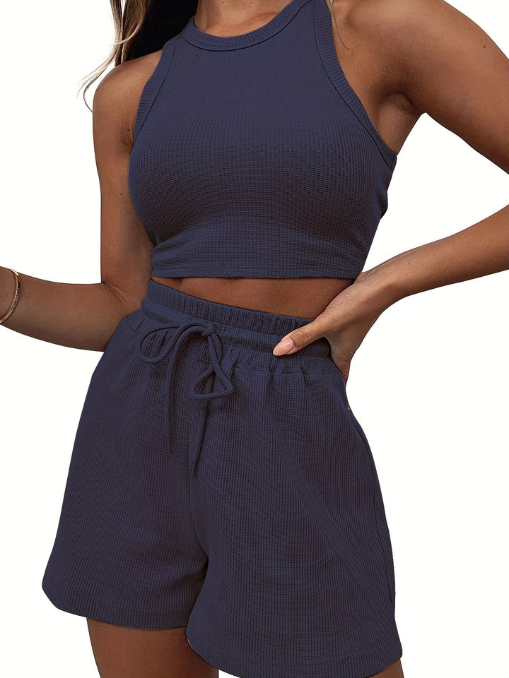 Damen hochwertiges Sport-Set mit Racerback-Top und Shorts Drune