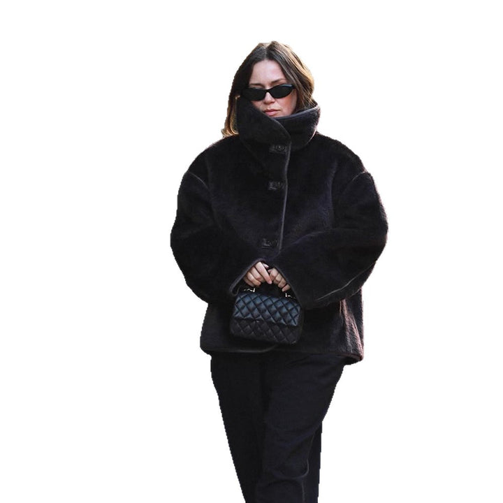 Damen Boxy-Fauxfur-Jacke mit voluminösem Schalkragen und kastiger Silhouette Drune