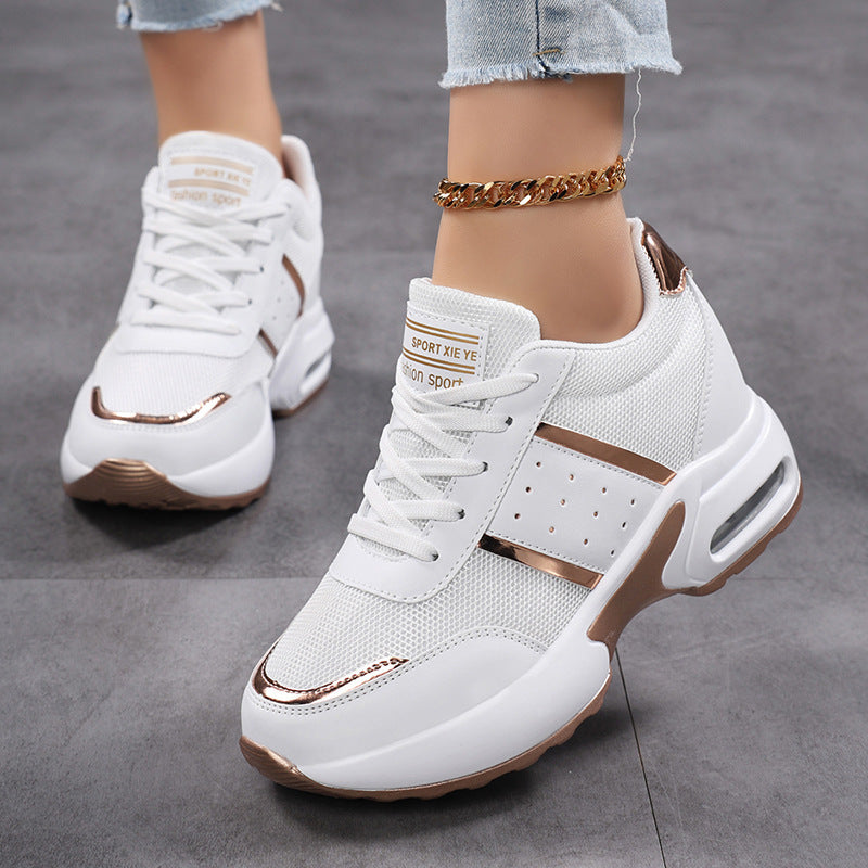 Damen nan sportlicher Plateausneaker mit Luftkissen-Zwischensohle und metallic-Applikationen Drune