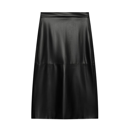 Damen A‑Linien‑Midirock aus Kunstleder mit hoher Taille Drune