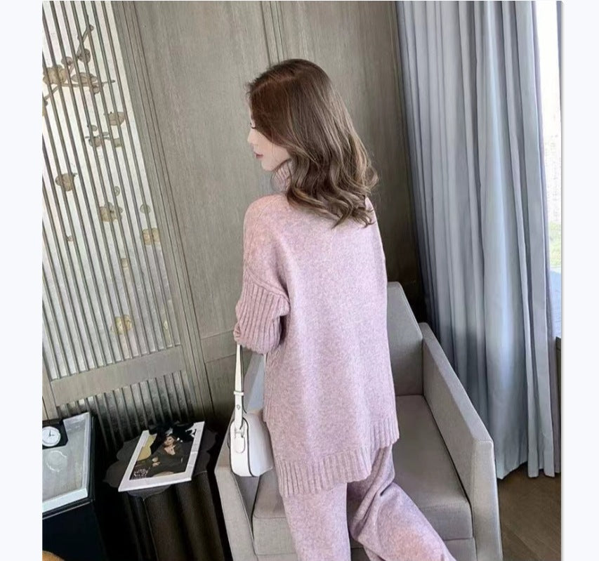 Damen Weicher Strickpullover mit hohen Kragen und lässigem Schnitt Drune