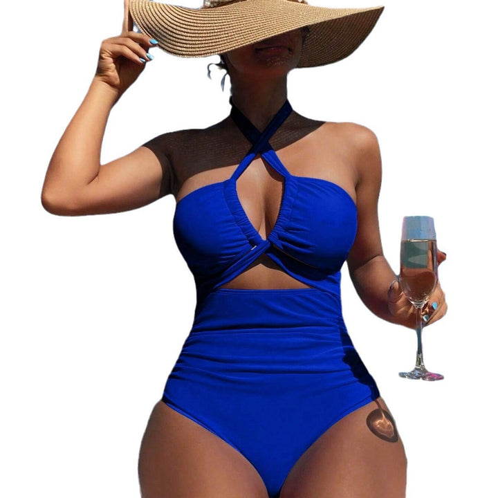 Damen einteiliger Badeanzug mit innovativem Cut-Out-Design und verspieltem Schleifenband Drune