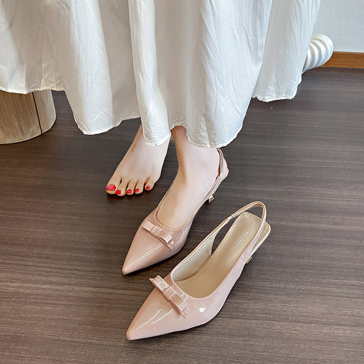 Damen Elegante Spitzenzehen Slingback Absatzschuhe mit Schleifendetail Drune