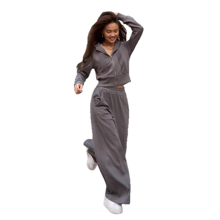 Damen Sportliches Loungewear-Set mit cropped Hoodie und bequemen Jogginghosen