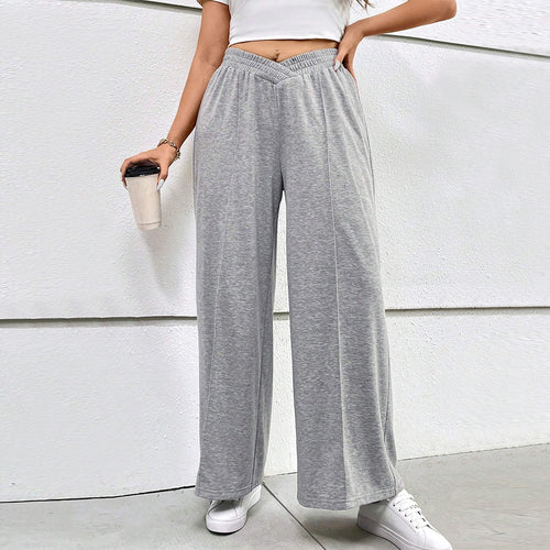 Damen weit geschnittene Freizeithose mit elastischem Bund und Cross-Over-Design Drune