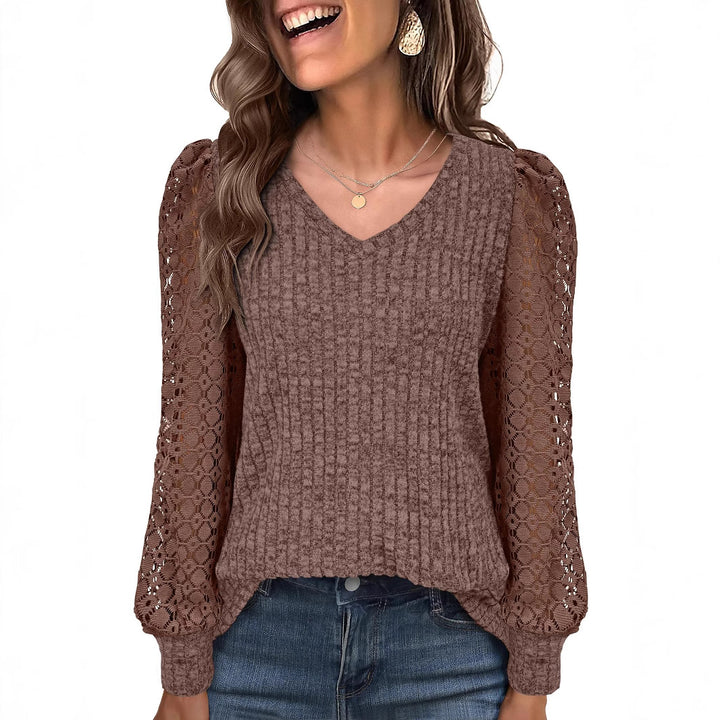 Damen Strickpullover mit Spitzeneinsätzen Drune