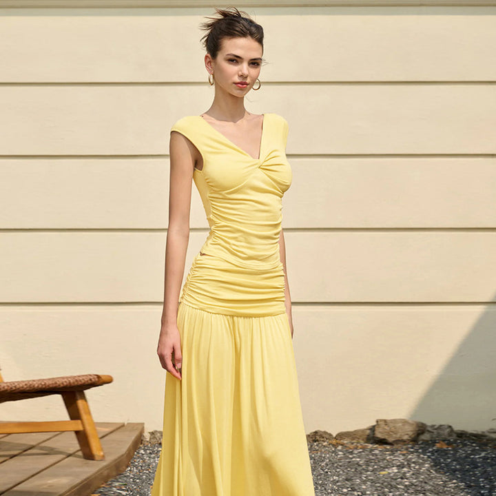 Damen Maxikleid mit raffiniertem Rüschendesign und taillierter Passform Drune