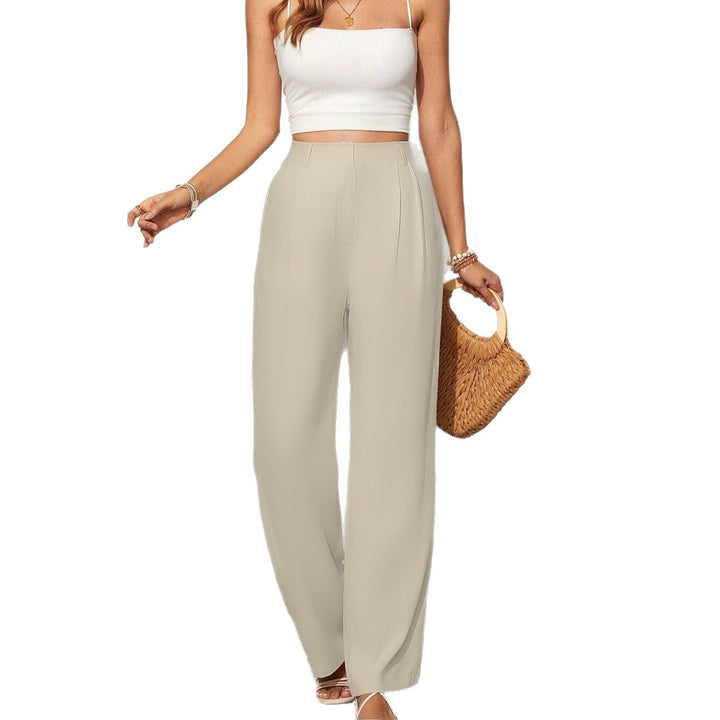 Damen Weite High-Waist Hose mit eleganten Falten Drune