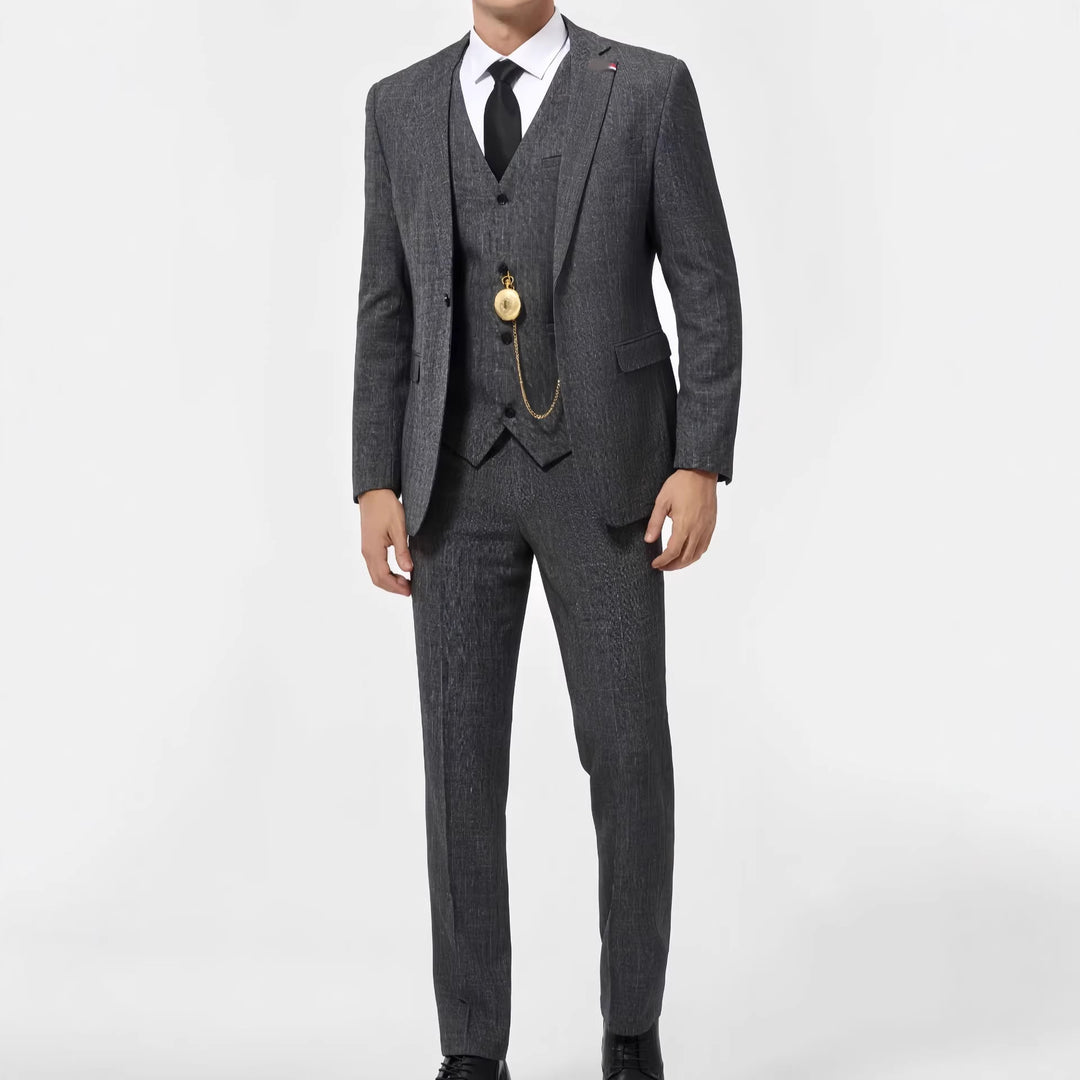 Herren Eleganter Anzug mit Weste und Anstecknadel