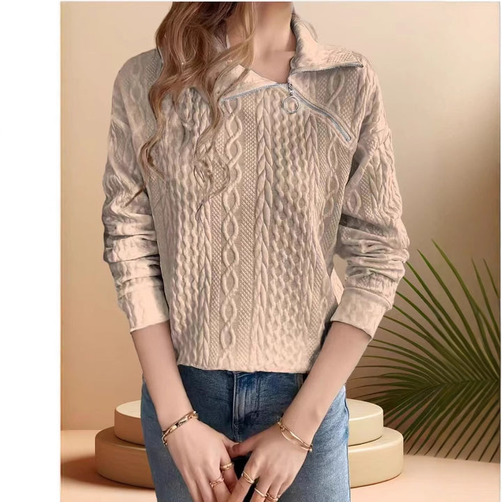 Damen Strickpullover mit half-zip und strukturiertem Design Drune