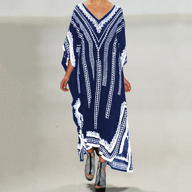 Damen Kaftan mit kunstvollem Ethnomuster und weiten Ärmeln Drune
