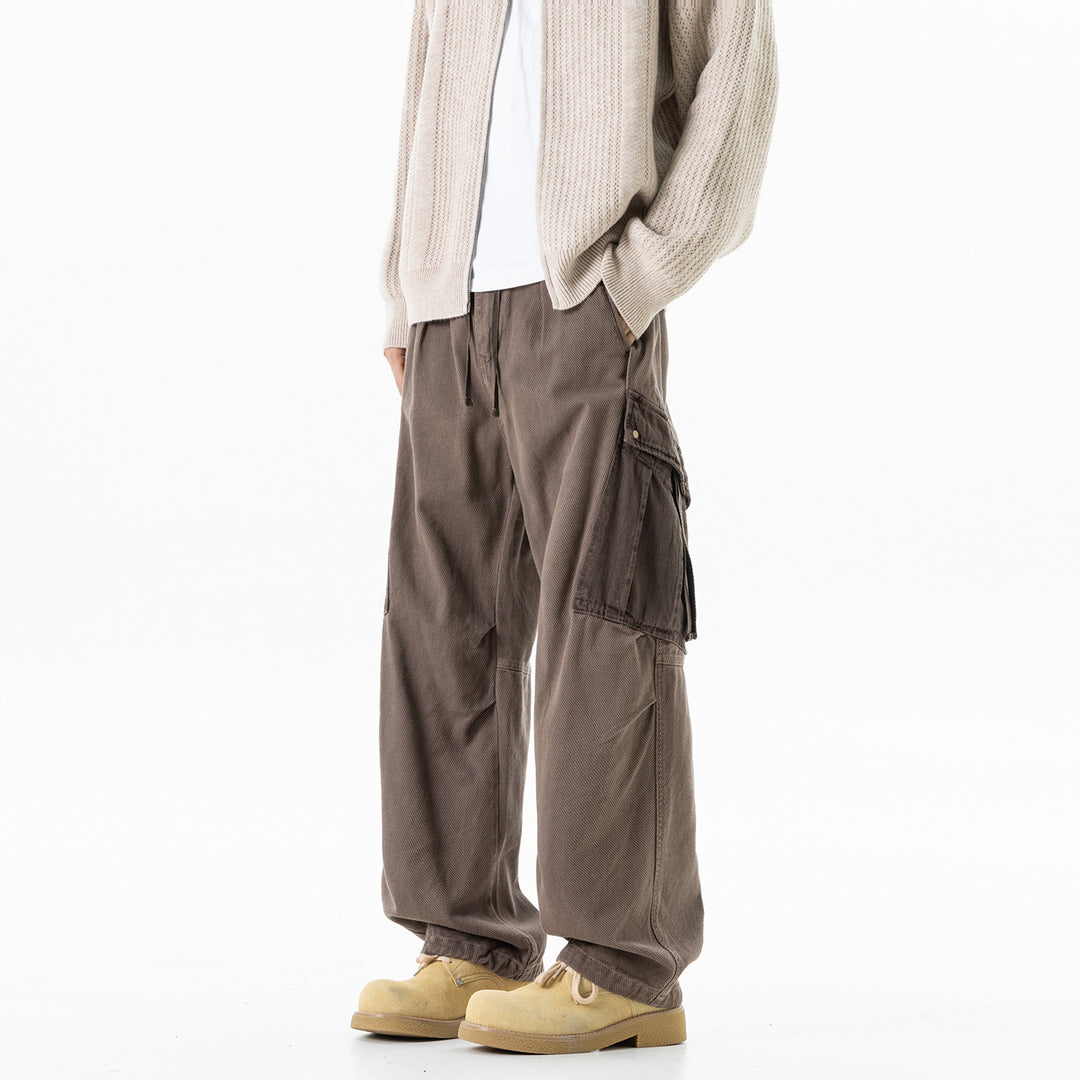 Herren Cargo-Hose mit Kordelbund, weitem Schnitt und Mehrfachtaschen Drune