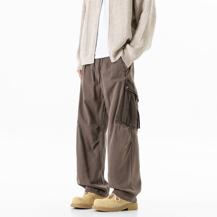 Herren Cargo-Hose mit Kordelbund, weitem Schnitt und Mehrfachtaschen Drune
