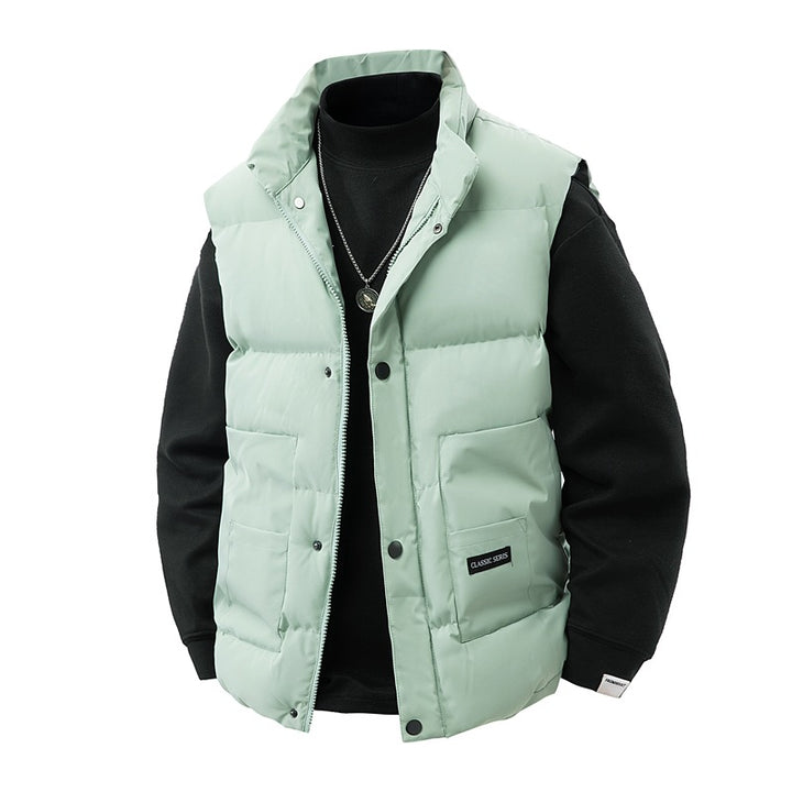 Herren Thermo‑Steppweste mit hoher Kragenblende, Druckknopf‑Front & aufgesetzten Utility‑Taschen Drune