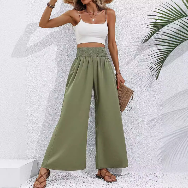 Damen weite Palazzo-Hose mit elastischem Bund und lässigem Schnitt Drune