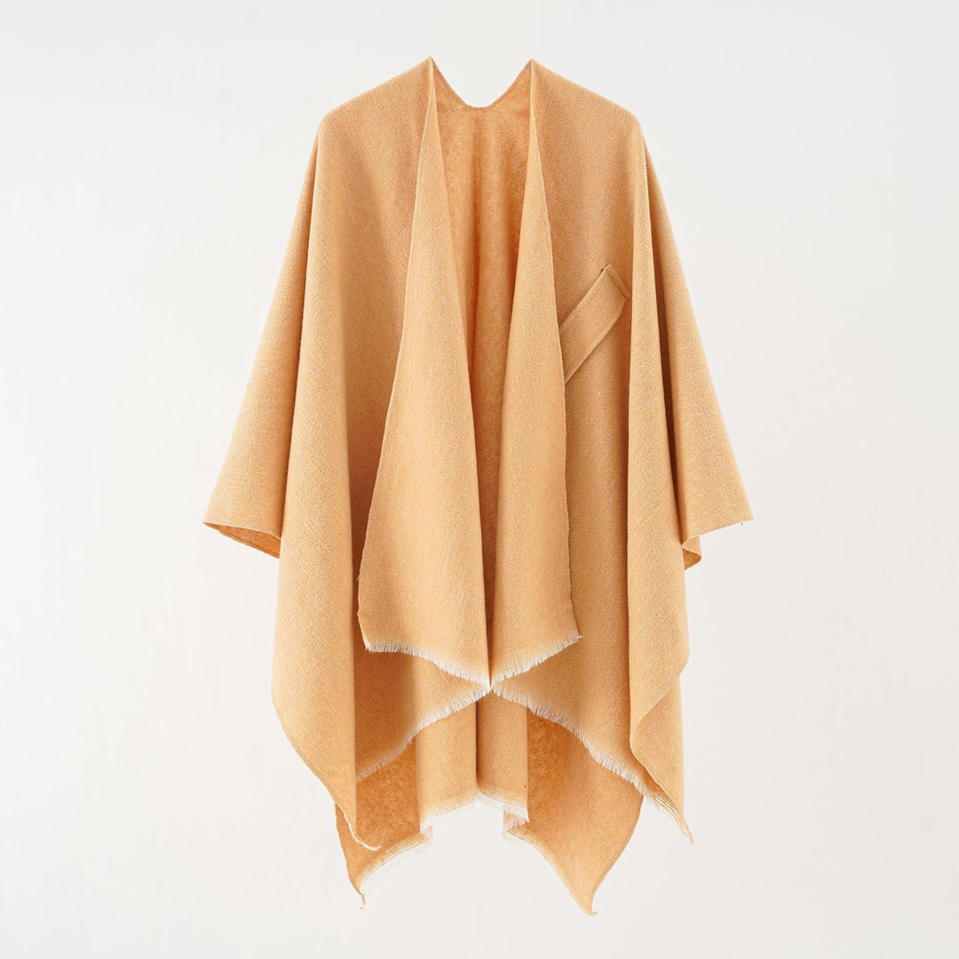Damen Luxuriöser Oversize Poncho aus hochwertigem Mischgewebe Drune