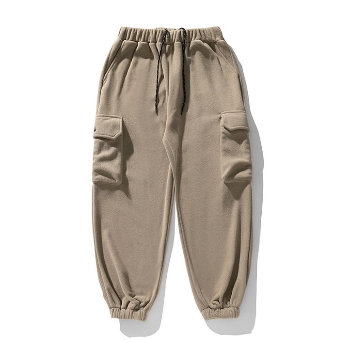 Unisex Fleece-Cargo-Jogginghose im Utility-Look mit elastischem Bund, Kordelzug und Klappentaschen Drune