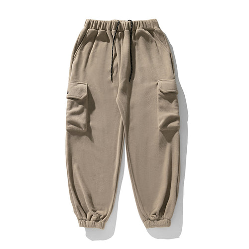 Unisex Fleece-Cargo-Jogginghose im Utility-Look mit elastischem Bund, Kordelzug und Klappentaschen Drune