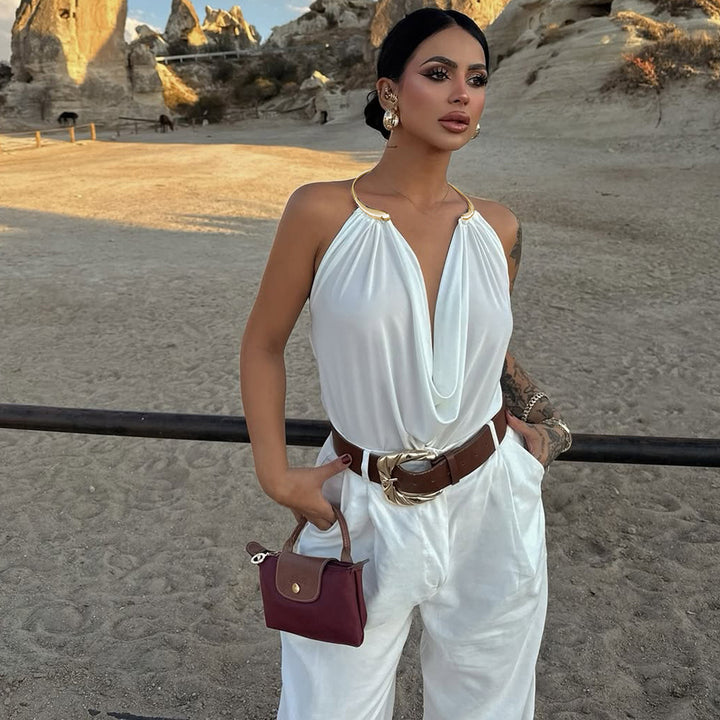 Damen Wickeltop mit raffiniertem Ausschnitt und eleganter Drapierung Drune