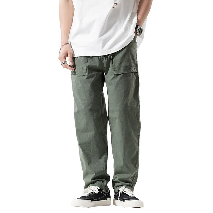 Herren Baggy-Cargo-Hose im Workwear-Look mit elastischem Kordelbund, aufgesetzten Klapptaschen und verstärkten Nähten Drune