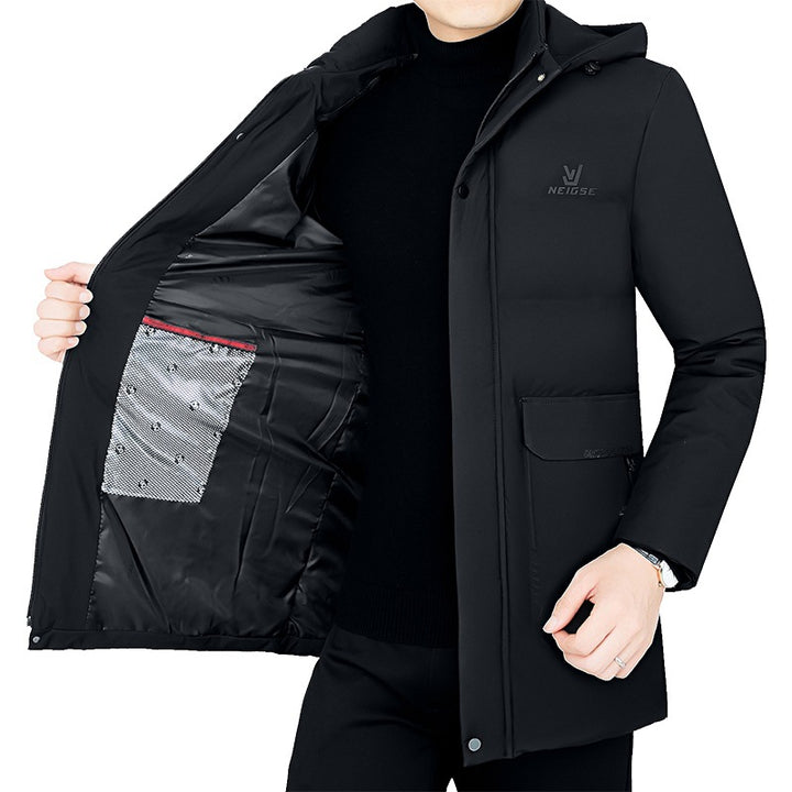 Herren Thermo-Winterkurzmantel mit luxuriösem Kunstfell-Innenfutter und Stehkragen Drune