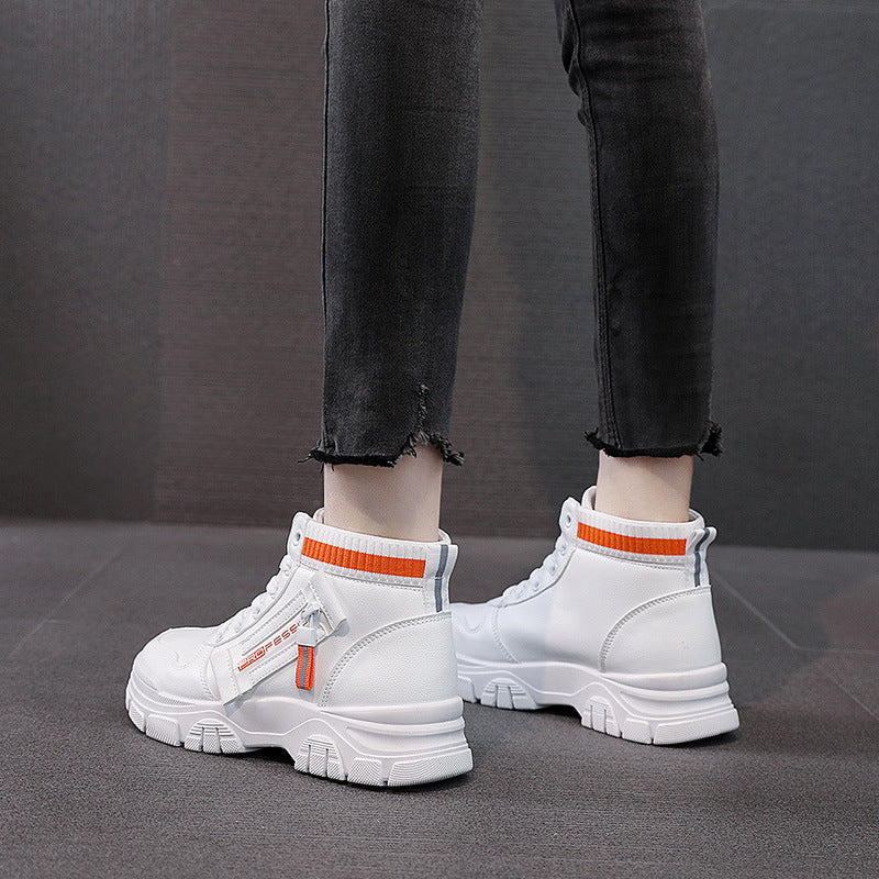 Damen Hohe Sneakers mit modischem Reißverschluss und atmungsaktivem Innenfutter Drune