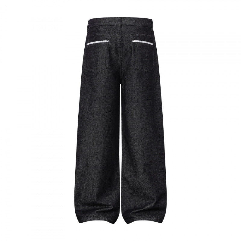 Damen Weite Balloon-Jeanshose mit hoher Taille, kontrastierten Pattentaschen und ballonförmigem Saum Drune