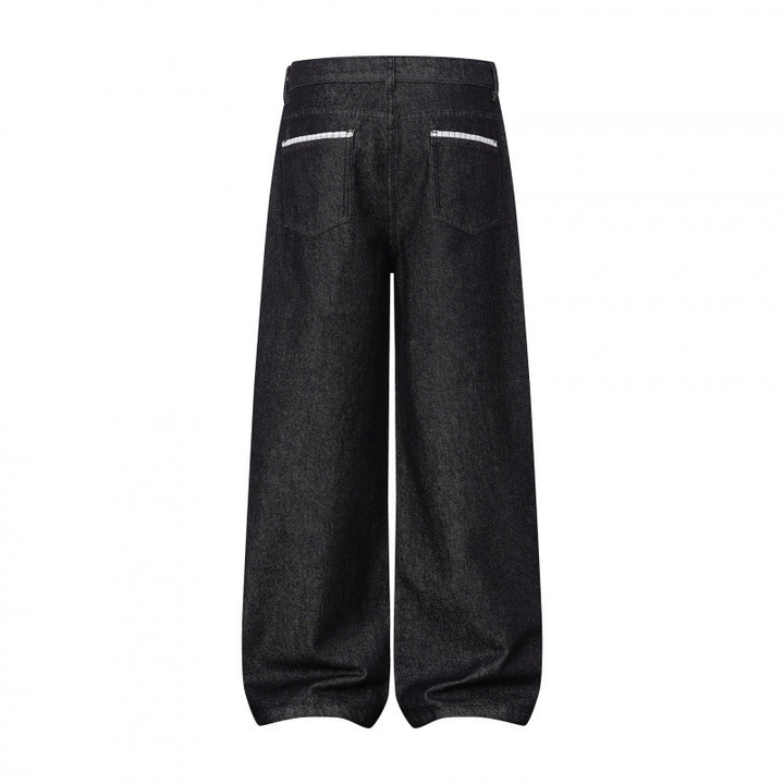 Damen Weite Balloon-Jeanshose mit hoher Taille, kontrastierten Pattentaschen und ballonförmigem Saum Drune