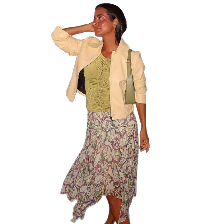 Damen modische Kurzjacke mit Stehkragen und Zipper Drune
