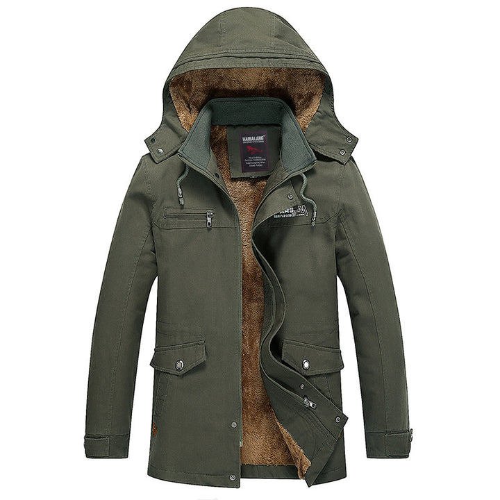 Herren Parka mit wärmender Teddyfleece-Fütterung, Kapuze und multifunktionalen Taschen Drune