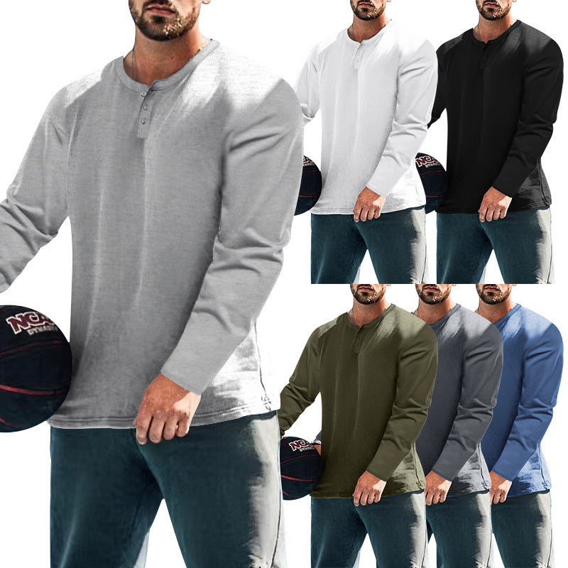 Herren Langärmliges T-Shirt mit Knopfleiste Drune
