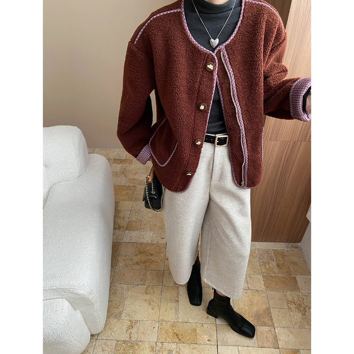 Damen lässige Strickjacke mit dekorativen Knöpfen und praktischen Taschen Drune