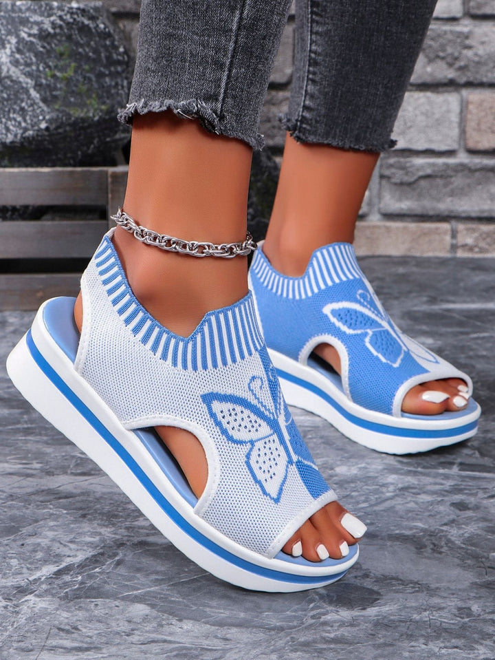 Damen Sportliche Plateau-Sandalen mit modischem Schmetterlingsdesign Drune