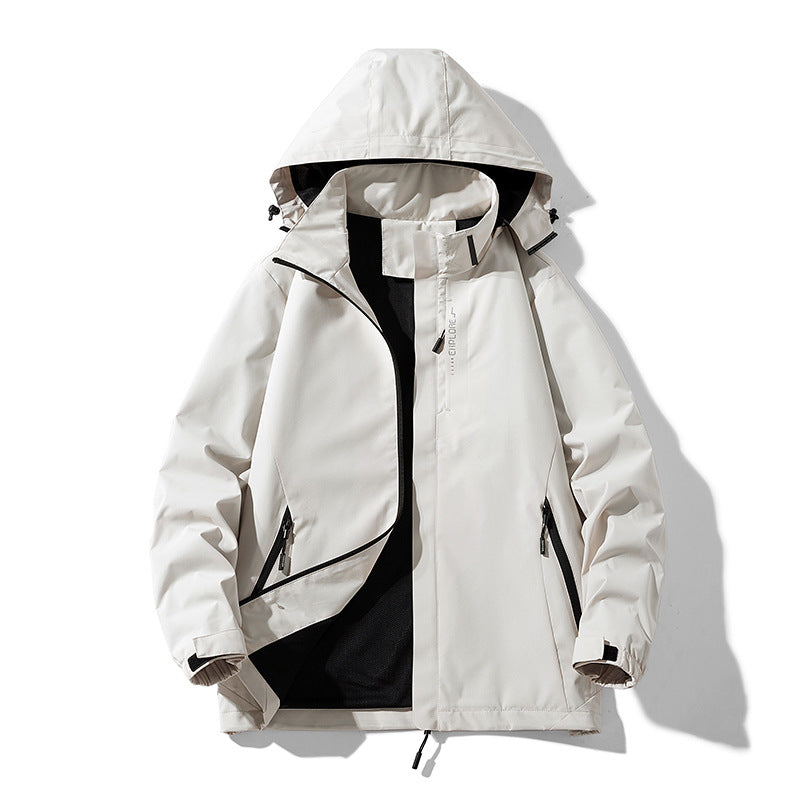 Damen wasserdichte Outdoorjacke mit atmungsaktivem Meshfutter, Reißverschlusstaschen und Klettmanschetten Drune