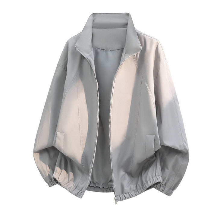 Herren oversized Leichtblouson mit Stehkragen, elastischem Saum und dekorativen Kontrastnähten Drune