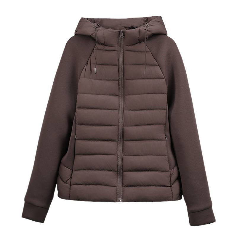 Damen Leichtgewichtige Hybrid-Pufferjacke mit Kapuze und Softshell-Ärmeln Drune