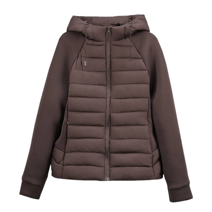 Damen Leichtgewichtige Hybrid-Pufferjacke mit Kapuze und Softshell-Ärmeln Drune