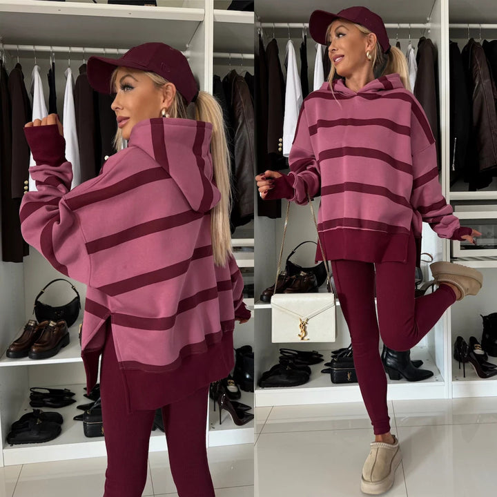 Damen Oversized Kapuzenpullover im Leopardenmuster Drune